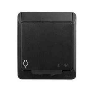 HERMES CZARNY GNIAZDO NT 1X Z/U Z KLAPKĄ 2P+Z IP44 ZACISKI ŚRUBOWE 16A 250V 0321-09