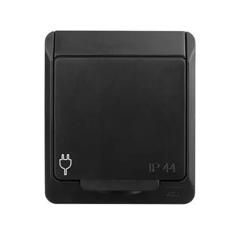 HERMES CZARNY GNIAZDO NT 1X Z/U Z KLAPKĄ 2P+Z IP44 ZACISKI ŚRUBOWE 16A 250V 0321-09