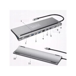 HUB ADAPTER USB-C 12w1 Stacja Dokująca 2x HDMI 4K ETHERNET RJ45 USB 3.0 BYL-2211
