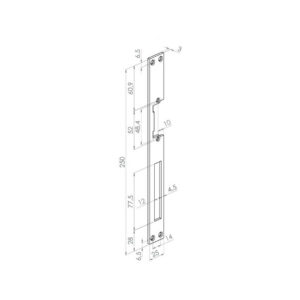 Szyld elektrozaczepu 250mm, odległość od rygla 35mm CDVI T2I