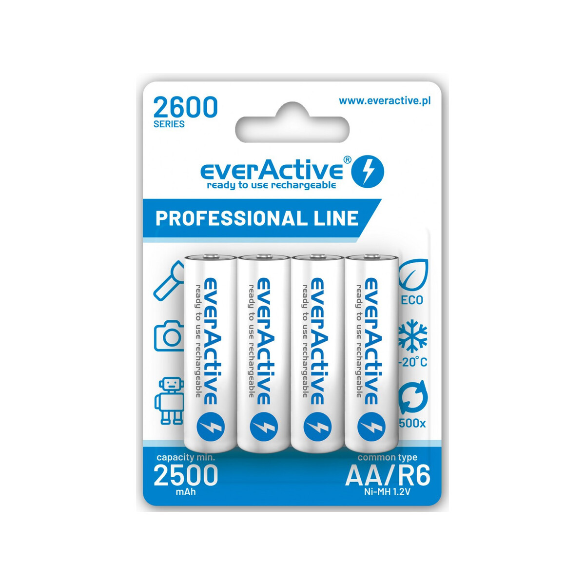 Akumulatorki AA / R6 Ni-MH everActive 2600mAh Professional Line (box 4 szt.)