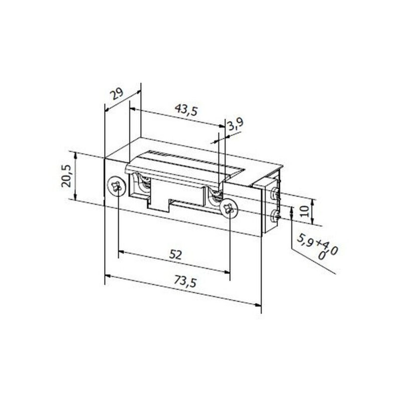 Elektrozaczep BIRA symetryczny ES1-001-KZ 12V AC/DC z kontrolą zamknięcia