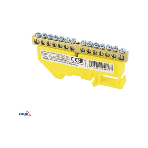 Listwa zaciskowa na sztynę 6x9 16-torowa niebieska