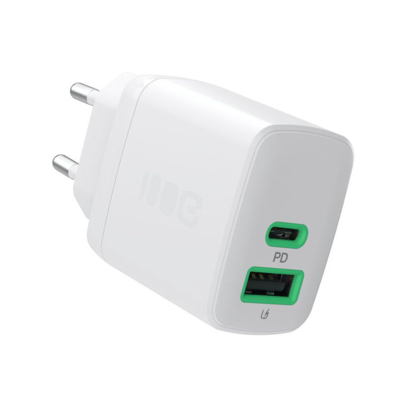ŁADOWARKA SIECIOWA Greencell PowerSource Duo30 30W 1xUSB-C 1xUSB-A PD 3.0 QC 4.0+ biała