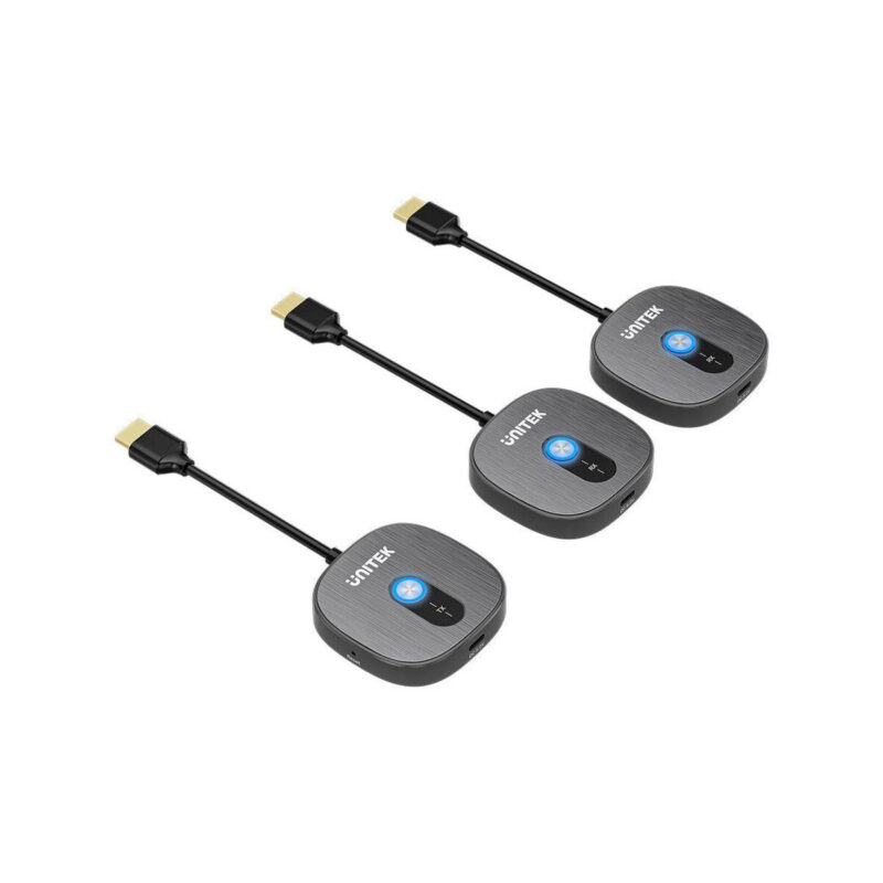 Unitek Bezprzewodowy transmiter HDMI 1080p, 1 nadajnik + 2 odbiorniki, czarny
