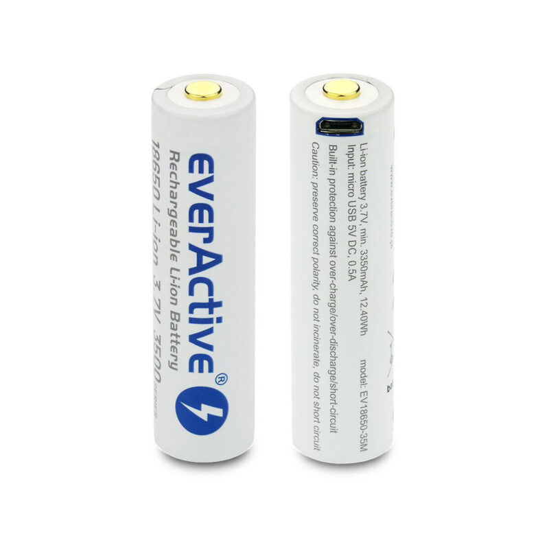 Akumulator 18650 Li-Ion 3,7V everActive 3500mAh (1 szt.) micro-USB z zabezpieczeniem