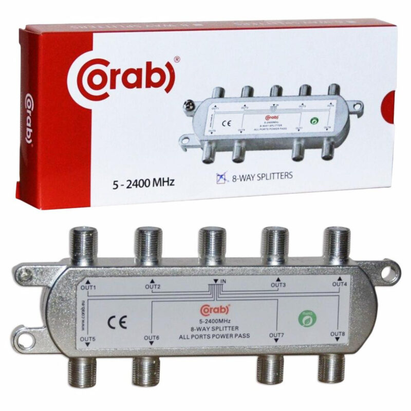 ROZGAŁĘŹNIK-SPLITER 5-2400 Mhz CORAB 8 DROŻNY Z PRZEJŚCIEM NAPIĘCIA