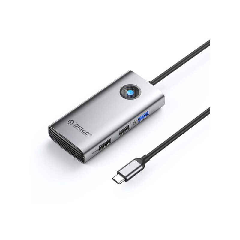Hub USB Orico 5Gbps, USB-A, 2xUSB-A 2.0, PD60W, HDMI 4K@30Hz, szary