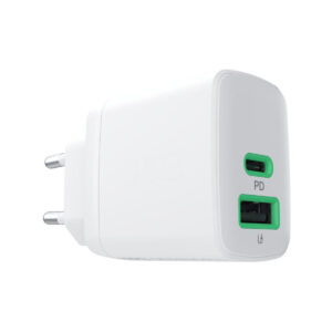 ŁADOWARKA SIECIOWA Greencell PowerSource Duo30 30W 1xUSB-C 1xUSB-A PD 3.0 QC 4.0+ biała