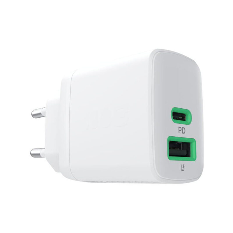ŁADOWARKA SIECIOWA Greencell PowerSource Duo30 30W 1xUSB-C 1xUSB-A PD 3.0 QC 4.0+ biała