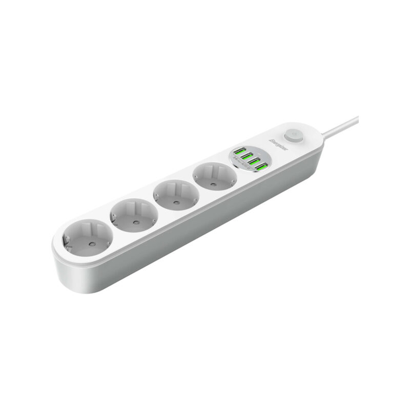 LISTWA ZASILAJĄCA Z WYŁĄCZNIKIEM Energizer 4x SCHUKO 4x USB-A 2500W 10A KABEL 2M