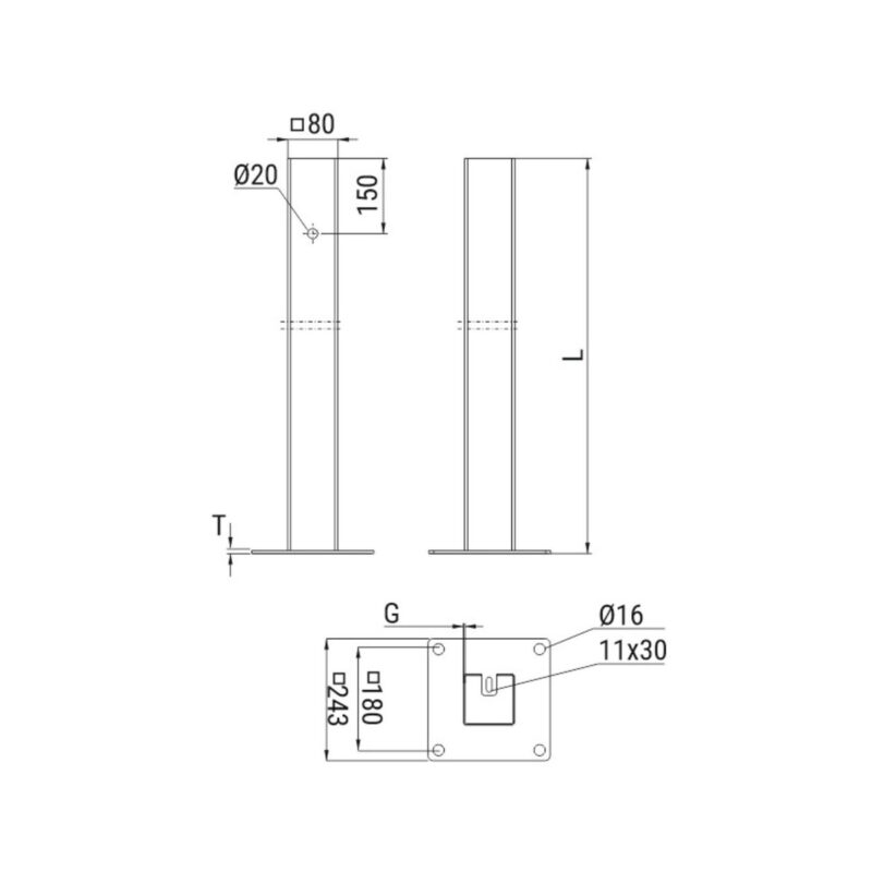 Słup ATS SDB1 do montażu domofonu bariery kamer ANPR LPR