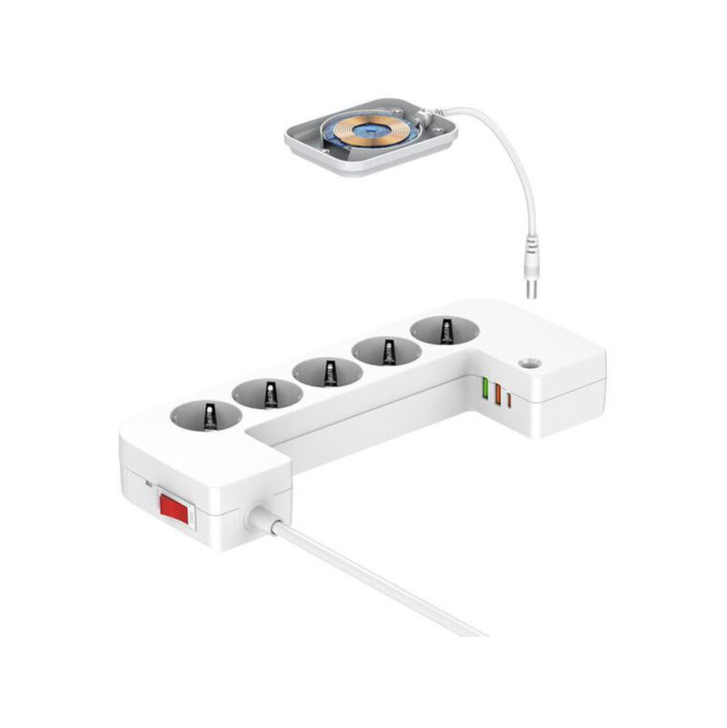 LISTWA ANTYPRZEPIĘCIOWA Z ZABEZPIECZENIEM Energizer 5x SCHUKO 2x USB-A 1x USB-C 2500W 10A KABEL 2M