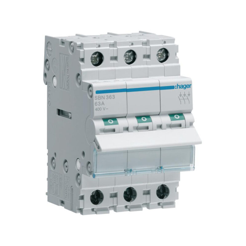 Modułowy rozłącznik izolacyjny 3P 63A 400VAC Hager SBN363