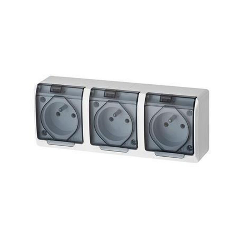 HERMES BIAŁY GNIAZDO NT 3X Z/U Z KLAPKĄ DYMNĄ IP44 ZACISKI ŚRUBOWE 16A 250V 0323-01