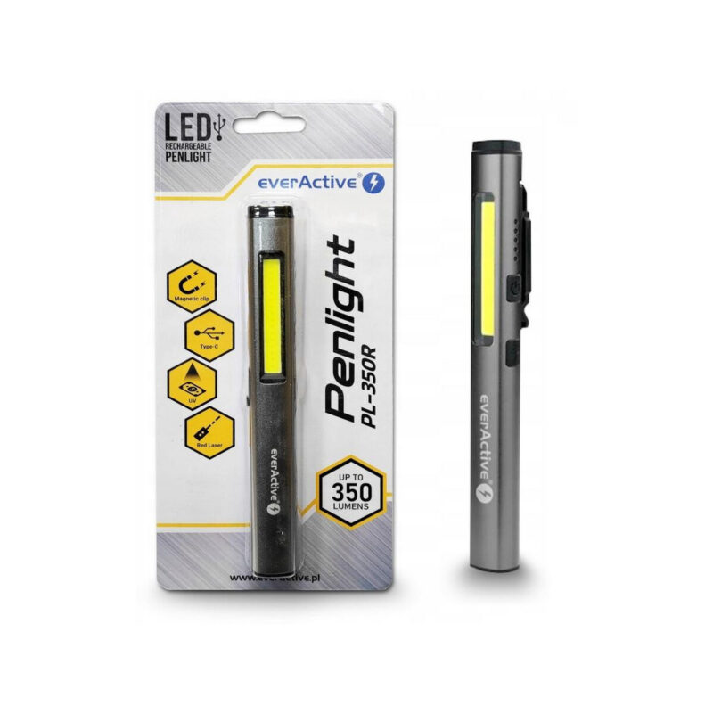 Latarka warsztatowa inspekcyjna COB LED UV Laser everActive PL-350R 350 lumenów IP54 z magnesem