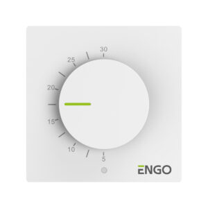 ENGO Controls ESIMPLE-230W - Regulator temperatury, 230V, biały, dobowy, natynkowy z pokrętłem