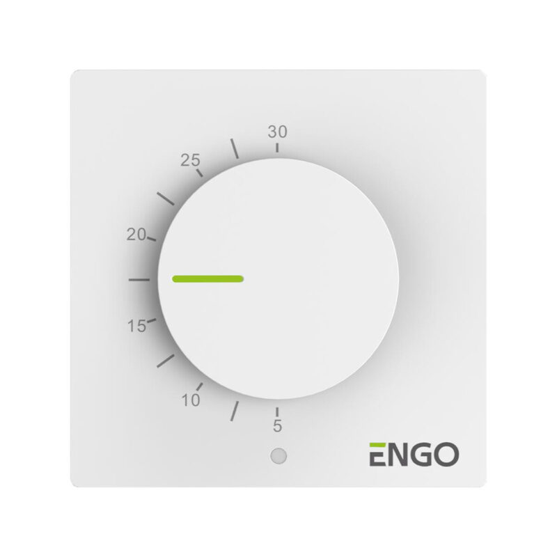 ENGO Controls ESIMPLE-230W - Regulator temperatury, 230V, biały, dobowy, natynkowy z pokrętłem