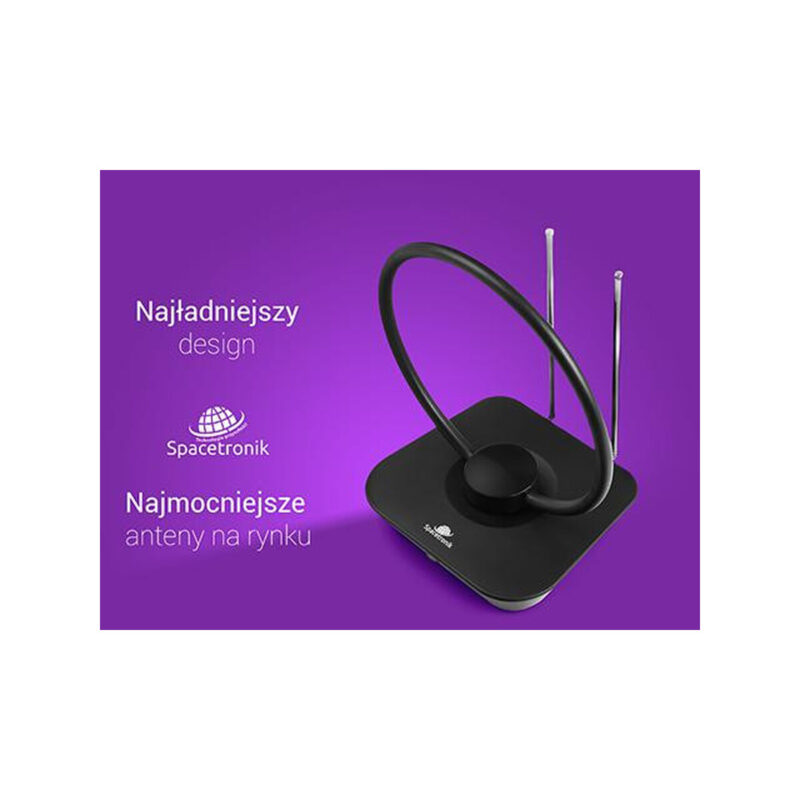 Antena pokojowa DVB-T2 Spacetronik Locus TV zasilacz 45dB