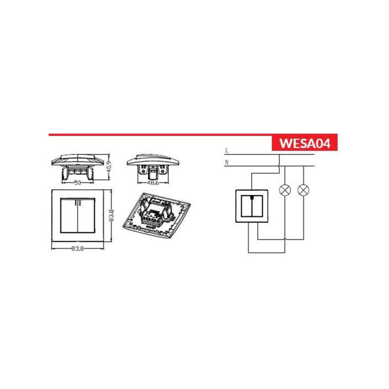 Łącznik podwójny z podświetleniem VCX WESA LC 04 Biały
