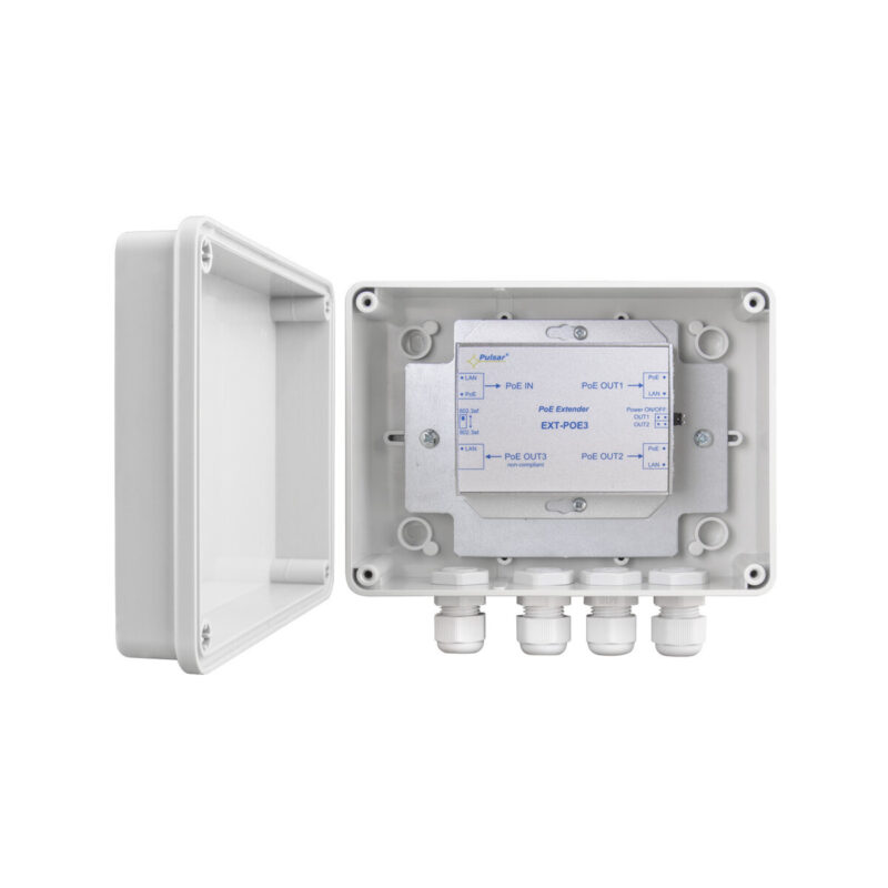 EXTENDER POE PULSAR EXT-POE3H W OBUDOWIE HERMETYCZNEJ DO 3 KAMER IP