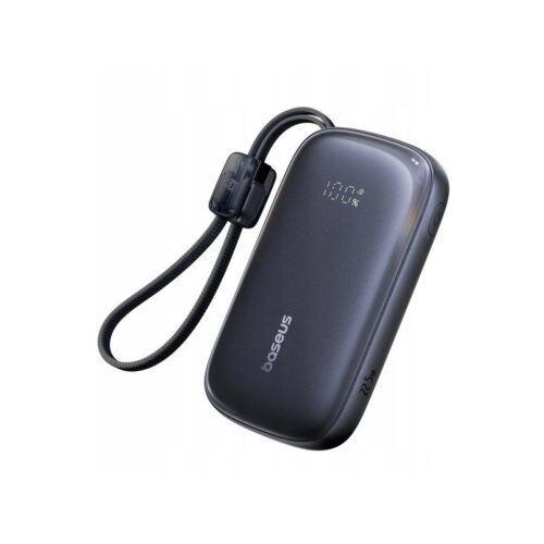 Powerbank Baseus EnerFill FC21 20000 mAh 22,5 W USB-A USB-C czarny z odłączanym kablem Lightning