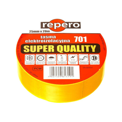 TAŚMA IZOLACYJNA REPERO 701 ŻÓŁTA 19MMX20M