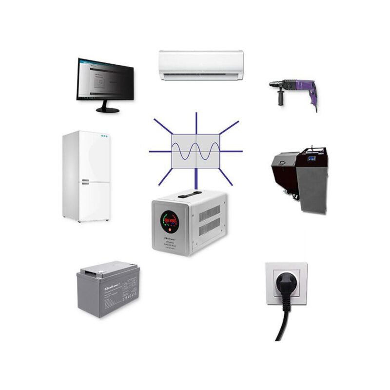 Qoltec Zasilacz awaryjny UPS 800VA/560 Przetwornica 12/230V z AVR SF Sinus
