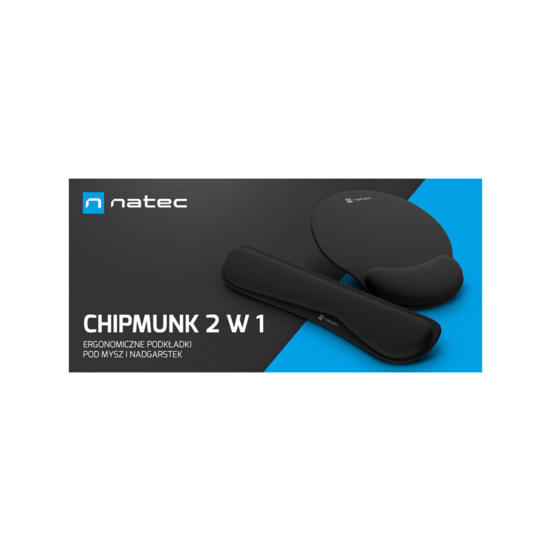 Podkładka pod mysz i nadgarstek Natec Chipmunk 2w1 zestaw ergonomiczny czarny
