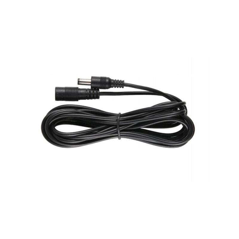 Przedłużacz DC 5.0m dwużyłowy 2x0.5mm2 w oplocie wtyk/gniazdo 2.1x5.5 mm