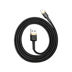 KABEL USB-A / Lightning iPhone Baseus Cafule CALKLF-BV1 100cm Apple 2.4A CZARNO-ZŁOTY W OPLOCIE