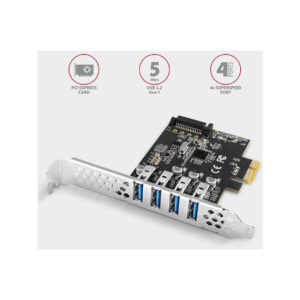 Kontroler Axagon PCEU-43RS PCIe 4x port USB 3.2 GEN 1, UASP, chipset Renesas, 15-pin SATA