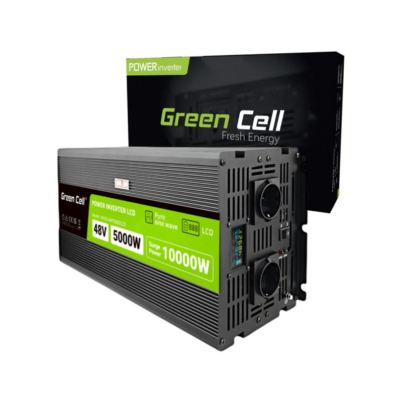 PRZETWORNICA NAPIĘCIA Green Cell PowerInverter LCD 48V / 230V 5000/10000W CZYSTA SINUSOIDA
