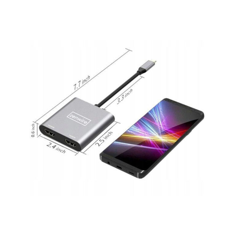 ADAPTER HUB Przejściówka USB- C 4W1 2x HDMI 4K USB 3.0 Zenwire BYL-2309