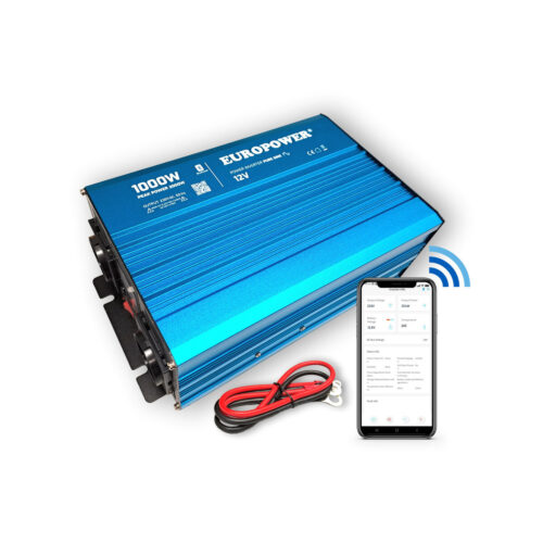 PRZETWORNICA NAPIĘCIA INWERTER EUROPOWER 12V DC / 230V AC 1000W / 2000W CZYSTY SINUS BLUETOOTH