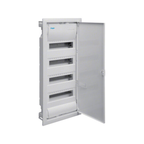 Rozdzielnica podtynkowa z drzwiami metal., 4 rzędy, 48 mod, IP30, QC, HAGER Volta VU48AT