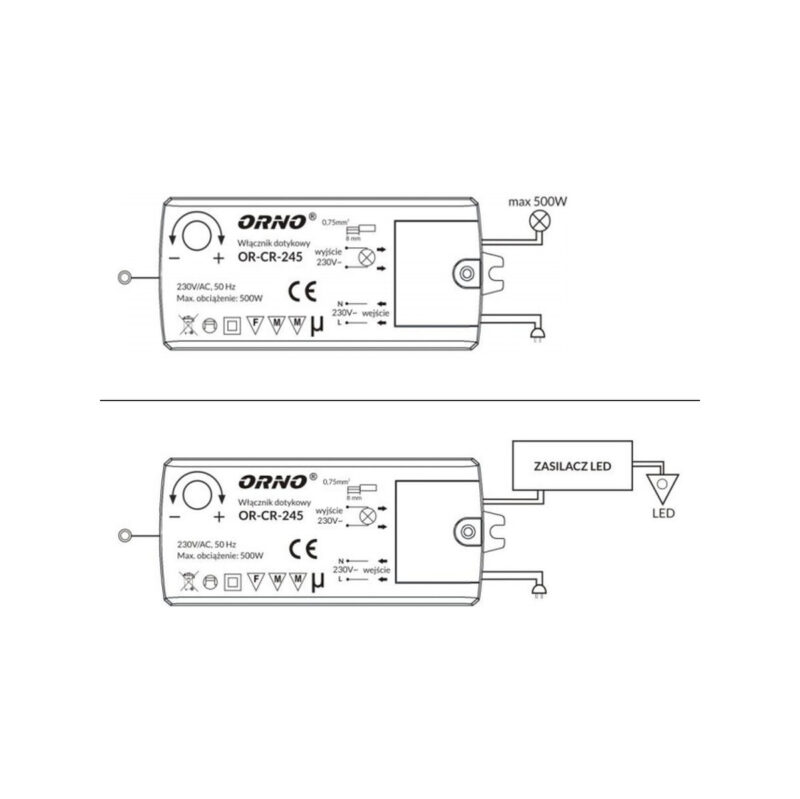 WŁĄCZNIK-WYŁĄCZNIK DOTYKOWY ORNO OR-CR-245 INDUKCJA DO LED