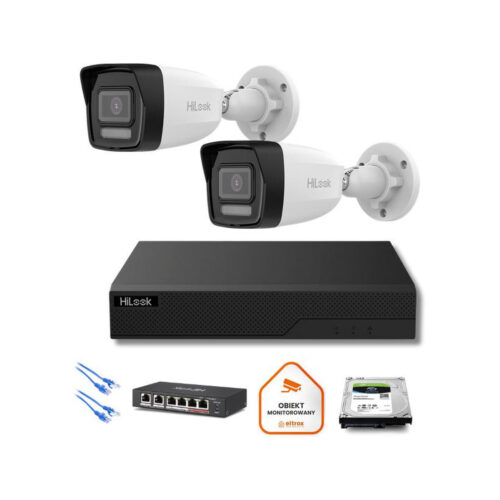 Zestaw moinitoringu IP Hilook 2x IPC-B180HA-LU tuba 8MP Smart-hybrid Light