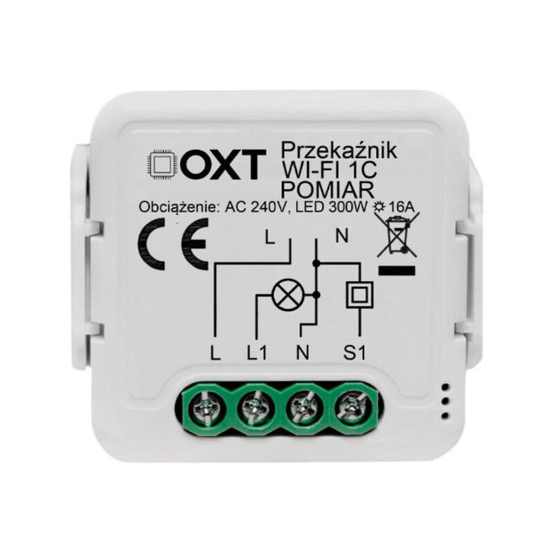 Moduł OXT przekaźnik 1 obwód pomiar 16A WIFI TUYA T220P