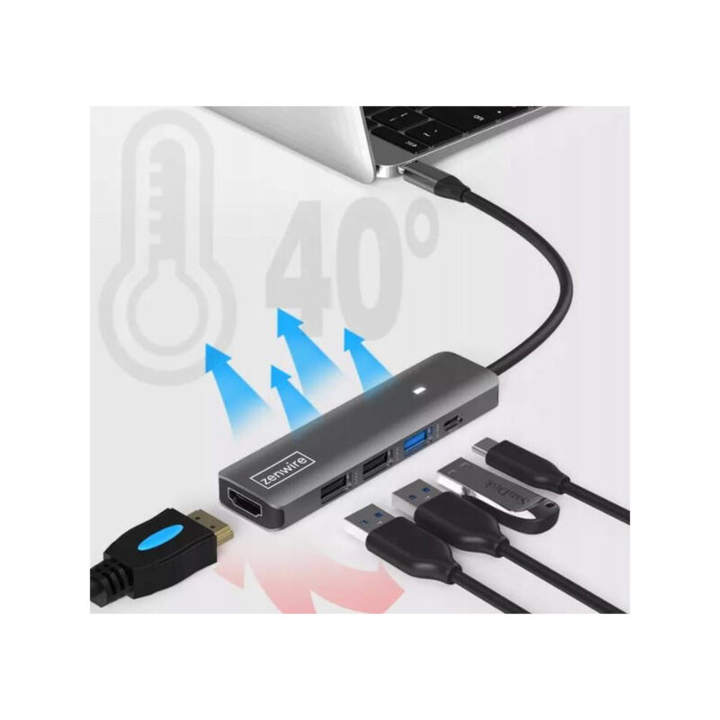HUB ADAPTER USB-C 7w1 HDMI 4K USB 3.0 SD PD Zenwire BS-HC703
