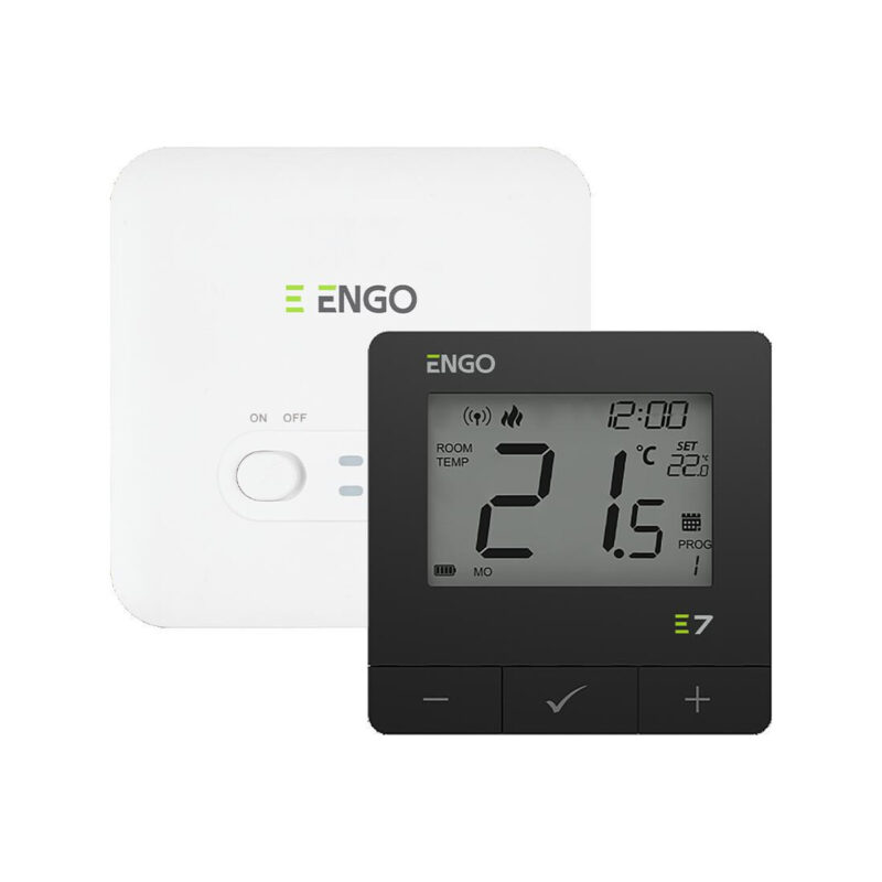 ENGO Controls E7-RFB - Programowany, bezprzewodowy regulator temperatury, czarny