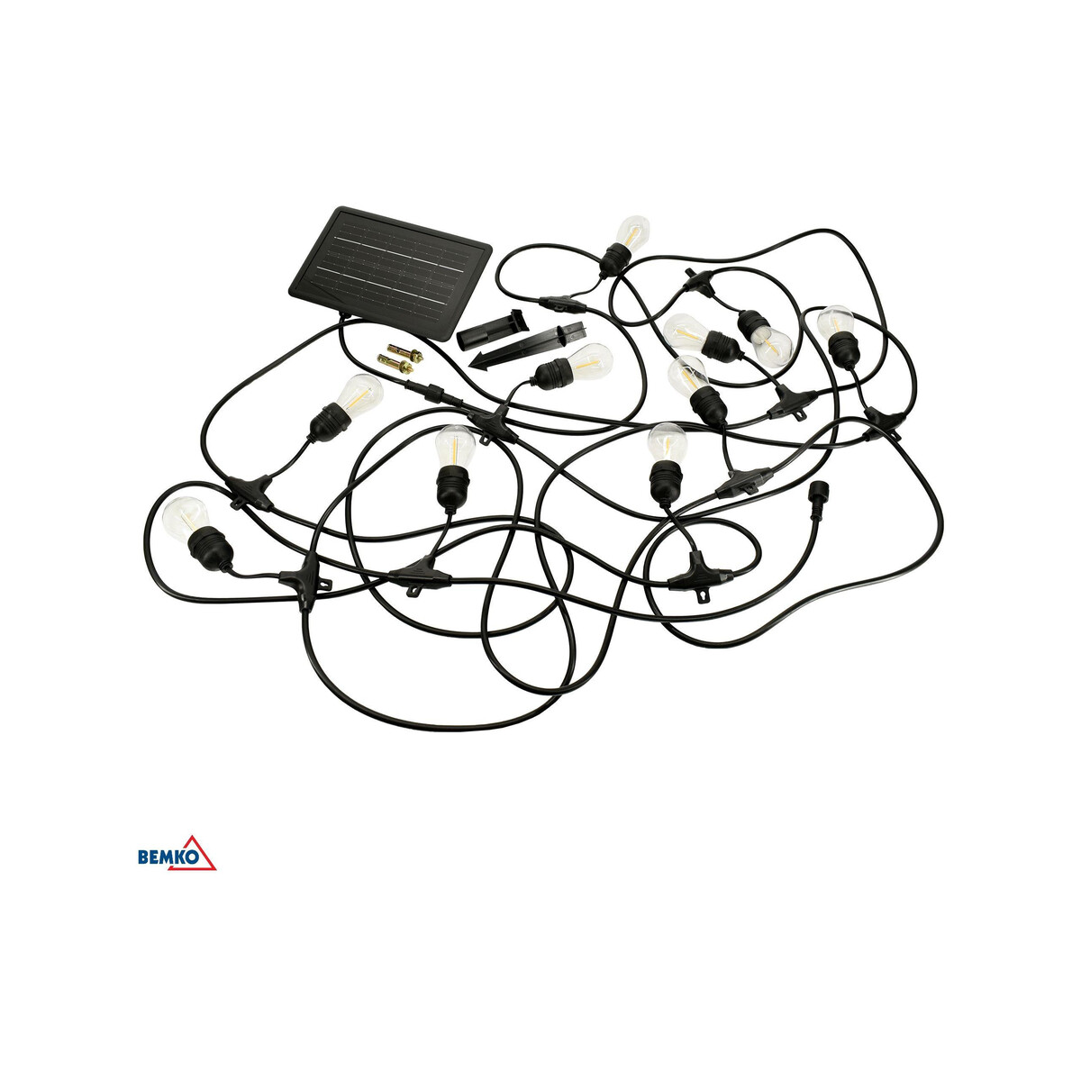 SOLARNA GIRLANDA OGRODOWA LED BEMKO SOLBEE 3W 3000K 10SZT 10M IP65 CZARNA C83-SOB-003BL-3K