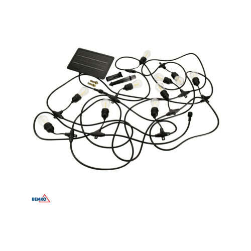SOLARNA GIRLANDA OGRODOWA LED BRMKO SOLBEE 3W 3000K 10SZT 10M IP65 CZARNA C83-SOB-003BL-3K