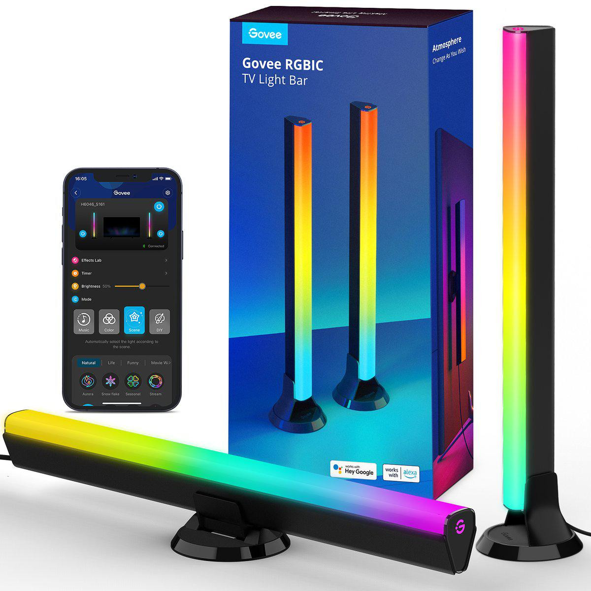 Govee H6046 TV Light Bars Oświetlenie LED RGBIC, 2.4GHz Wi-Fi, Bluetooth