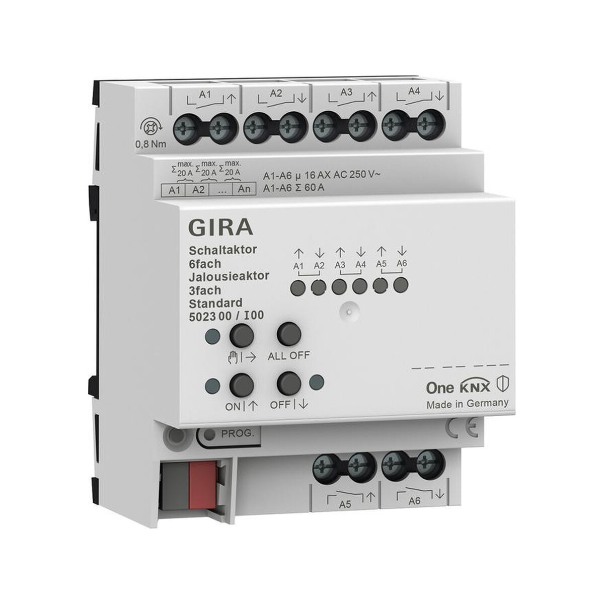GIRA aktor przekaźnikowy/żaluzjowy 6x/3x 16 A standard KNX ONE 502300