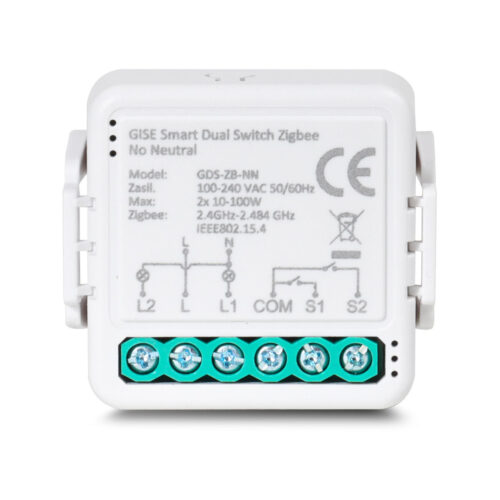 GISE Smart Podwójny moduł przekaźnikowy (bez N) Zigbee | Tuya | GDS-ZB-NN