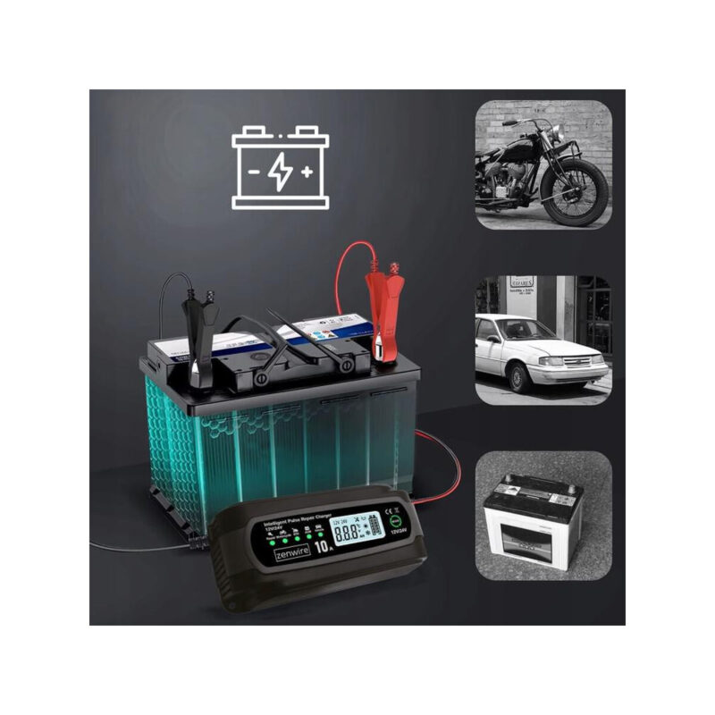 Prostownik Ładowarka Akumulatorów Samochodowy z Funkcją Naprawy 12V 24V 10A Zenwire JMD-10