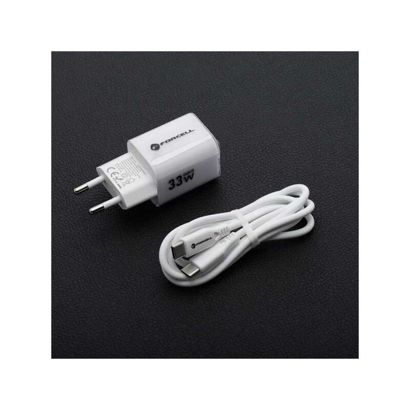 67abcd97a0a790b0acb73cda1b56a0fb_original ŁADOWARKA SIECIOWA Forcell F-Energy GaN III VT-41 33 W 1x USB-C 1x USB-A PD 3.0 QC 4.0 BIAŁA