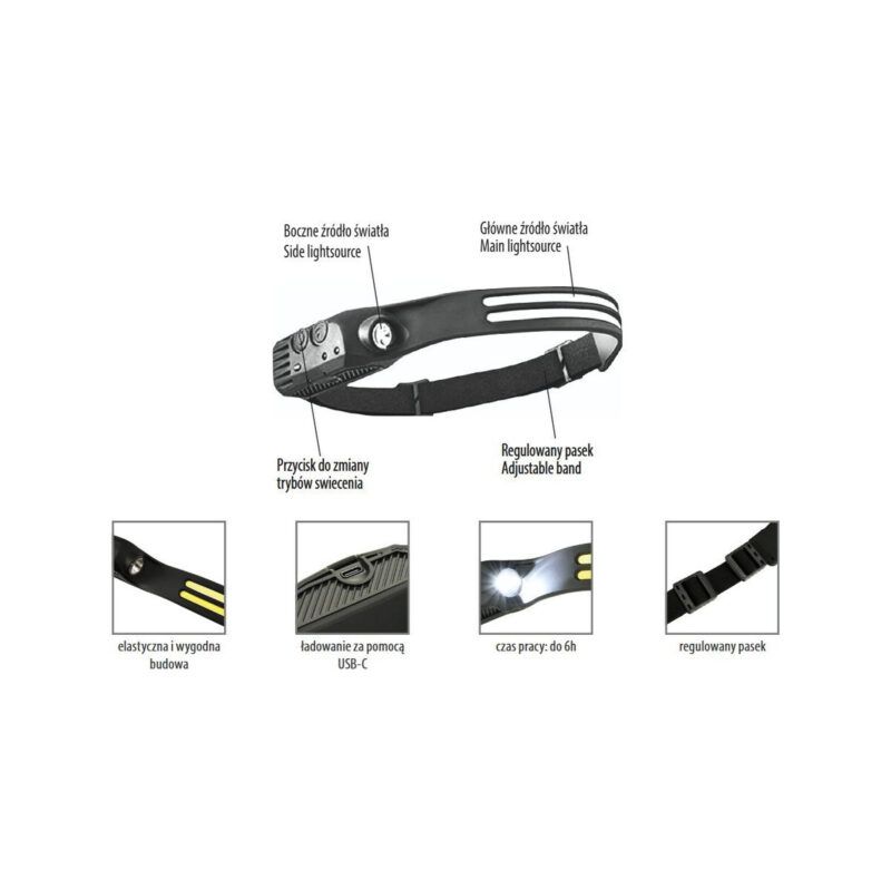 LATARKA CZOŁOWA LED BEMKO AKUMULATOROWA 1200mAh