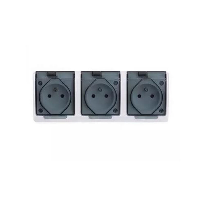 HERMES BIAŁY GNIAZDO NT 3X Z/U Z KLAPKĄ DYMNĄ IP44 ZACISKI ŚRUBOWE 16A 250V 0323-01